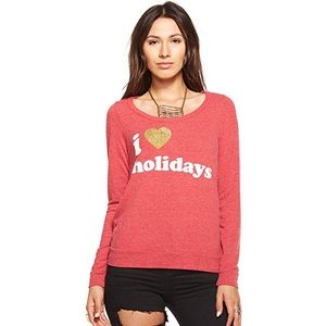 L / Chaser I Heart Holidays red cutout sweater
